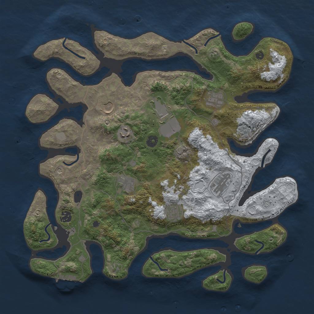Rust Map: Procedural Map, Size: 4000, Seed: 701611, 17 Monuments