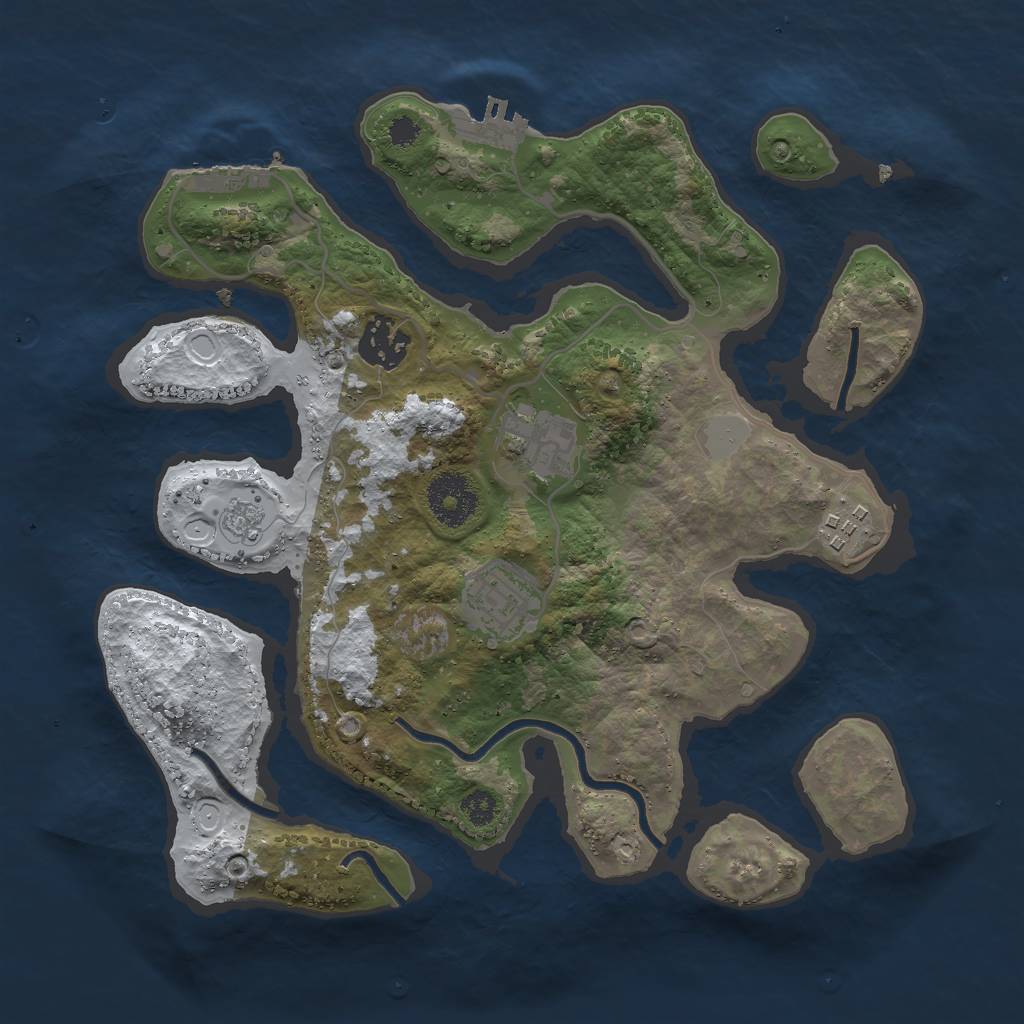 Rust Map: Procedural Map, Size: 3000, Seed: 774836, 12 Monuments