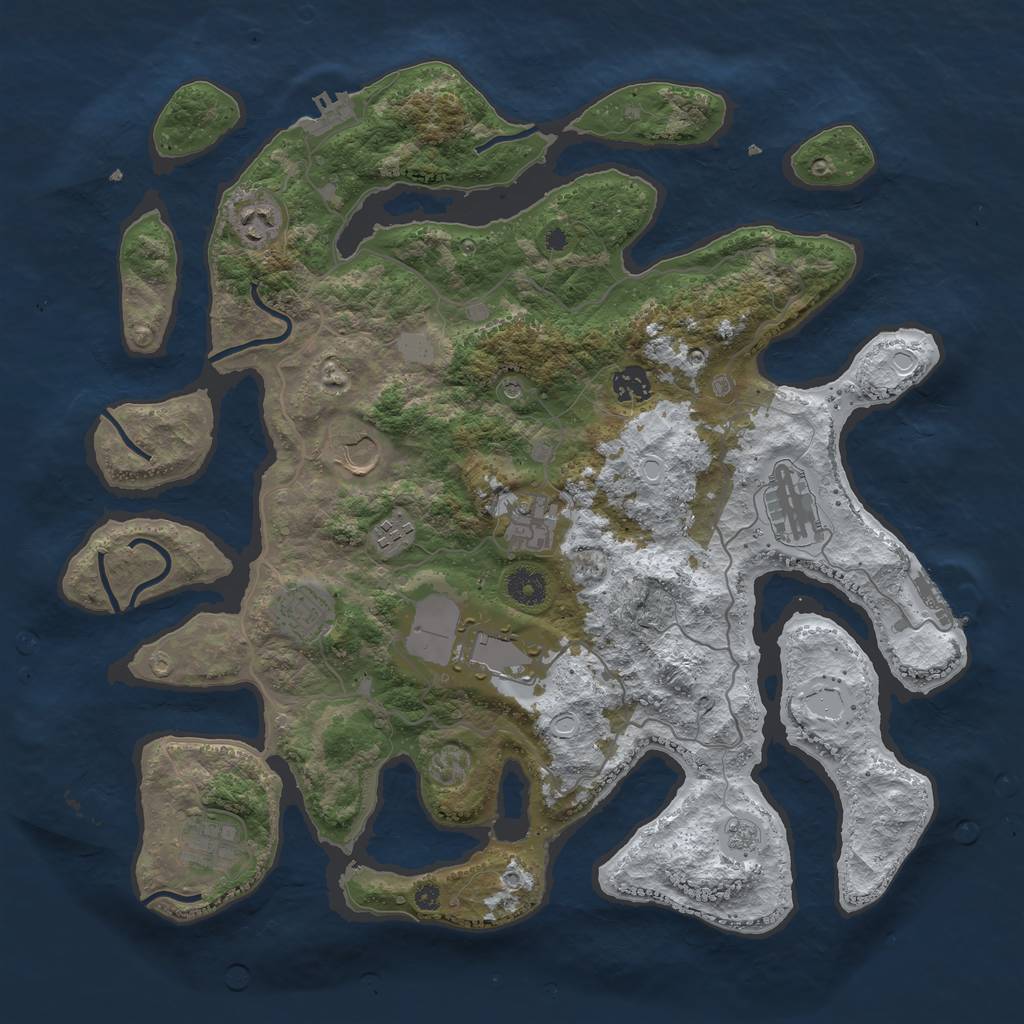 Rust Map: Procedural Map, Size: 4000, Seed: 31148, 18 Monuments