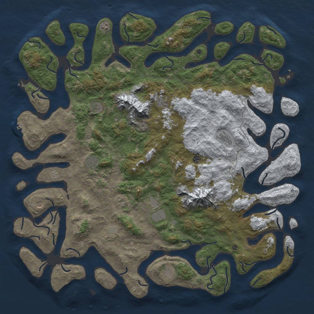 Rust Map: Procedural Map, Size: 6000, Seed: 58211005, 19 Monuments