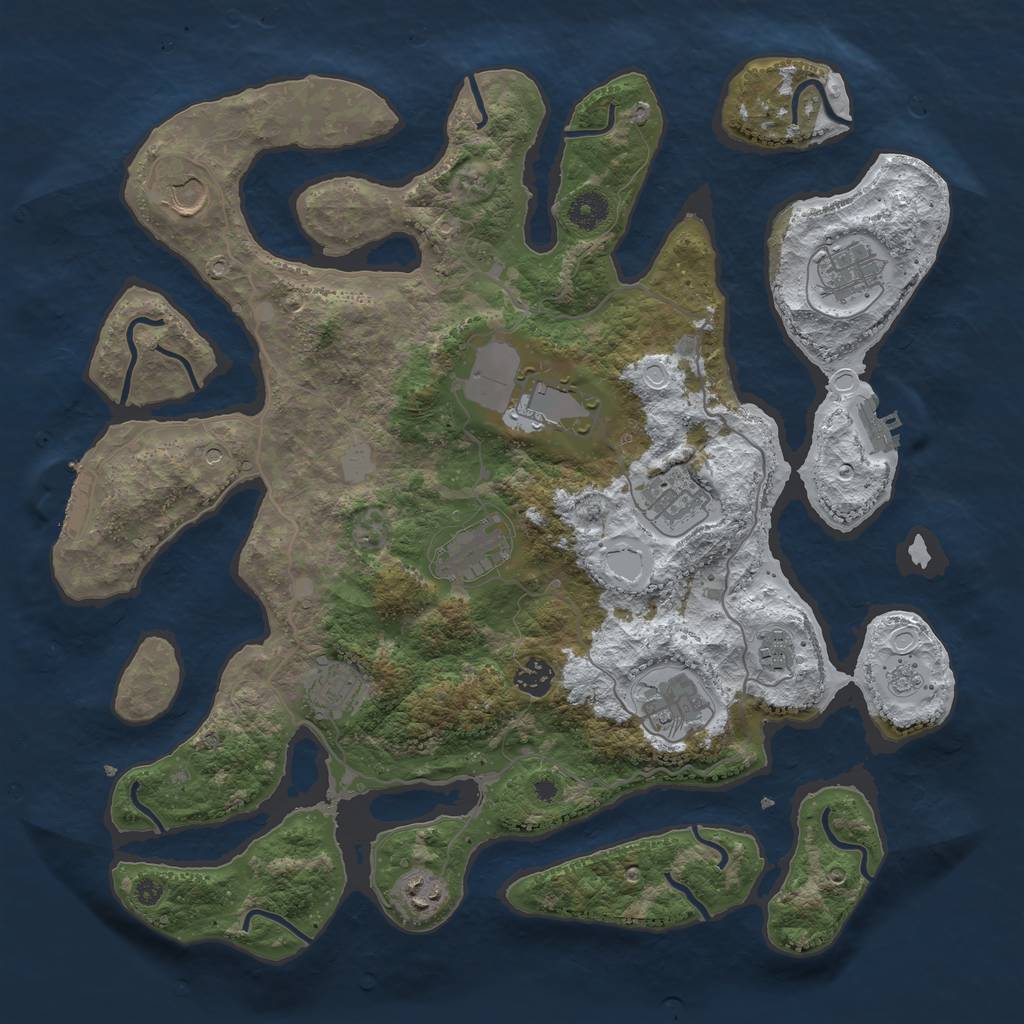 Rust Map: Procedural Map, Size: 4000, Seed: 1814452841, 19 Monuments