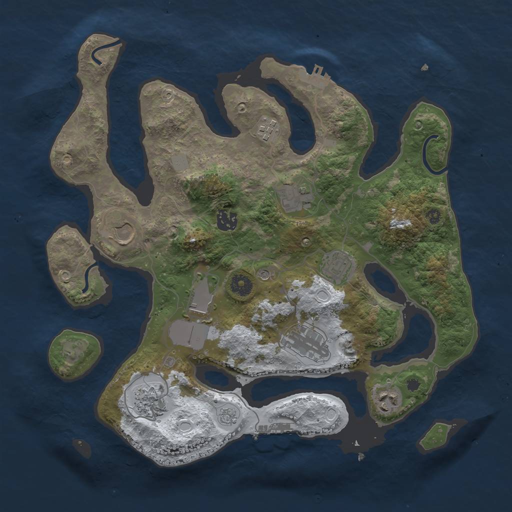 Rust Map: Procedural Map, Size: 3500, Seed: 1293838532, 18 Monuments