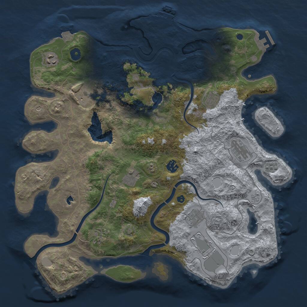 Rust Map: Procedural Map, Size: 4000, Seed: 96198, 16 Monuments