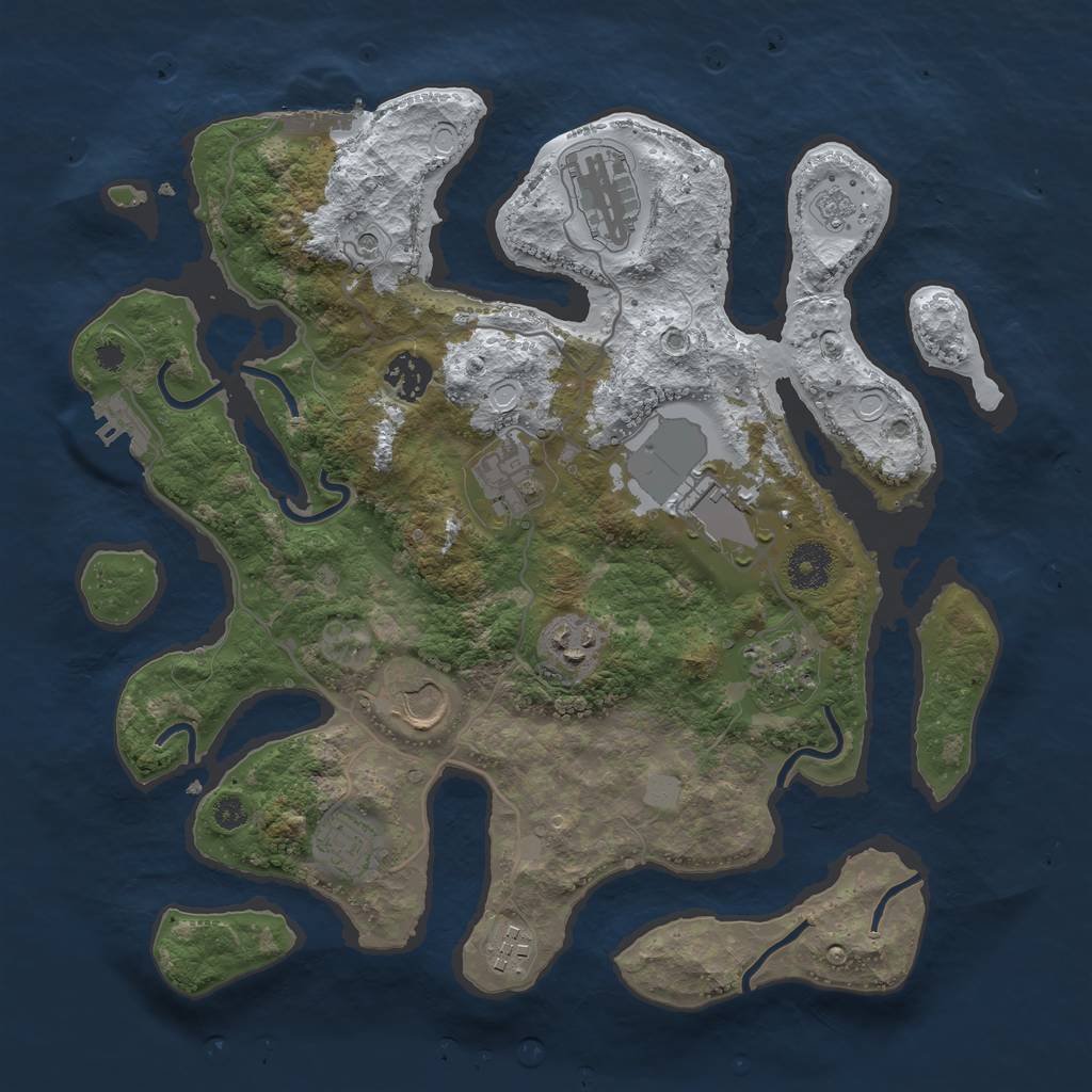 Rust Map: Procedural Map, Size: 3500, Seed: 997567902, 18 Monuments