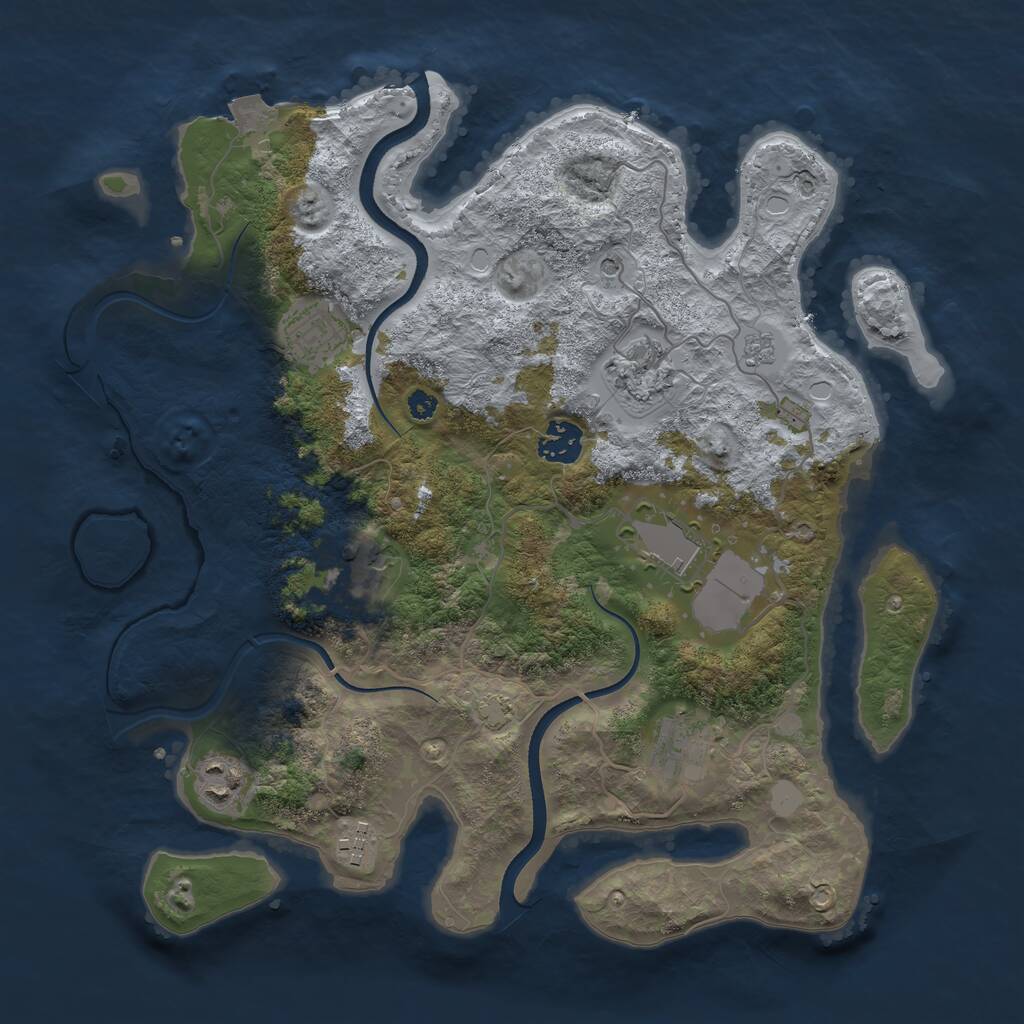 Rust Map: Procedural Map, Size: 3500, Seed: 997567902, 12 Monuments