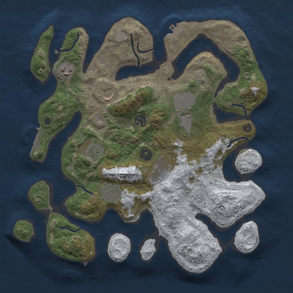 Rust Map: Procedural Map, Size: 3500, Seed: 220650, 16 Monuments