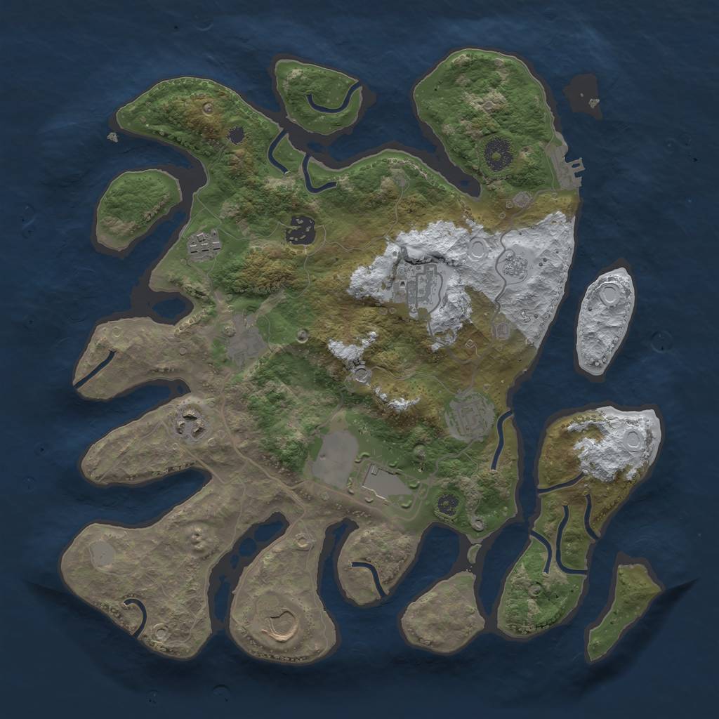 Rust Map: Procedural Map, Size: 3500, Seed: 953699, 16 Monuments