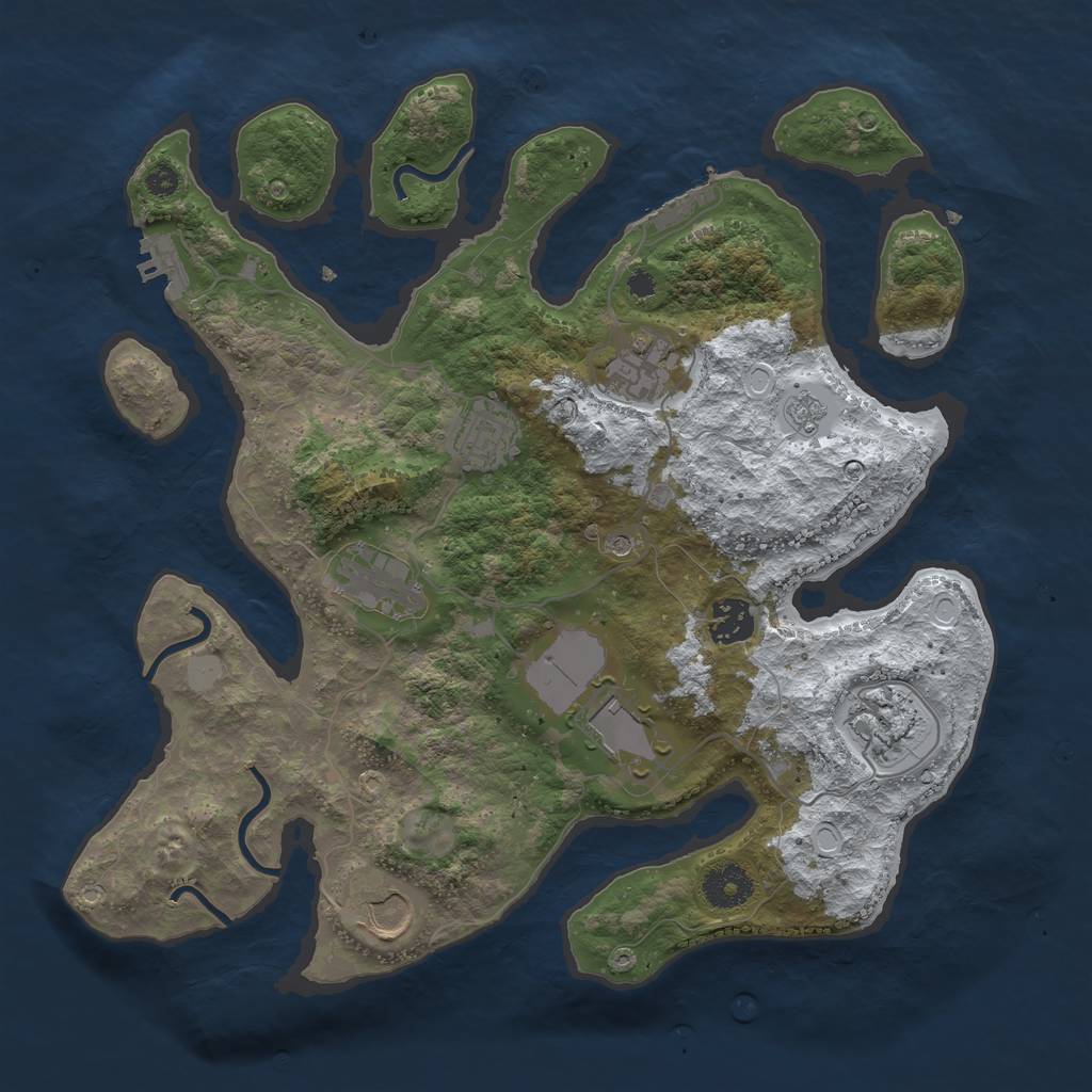 Rust Map: Procedural Map, Size: 3500, Seed: 719084428, 16 Monuments