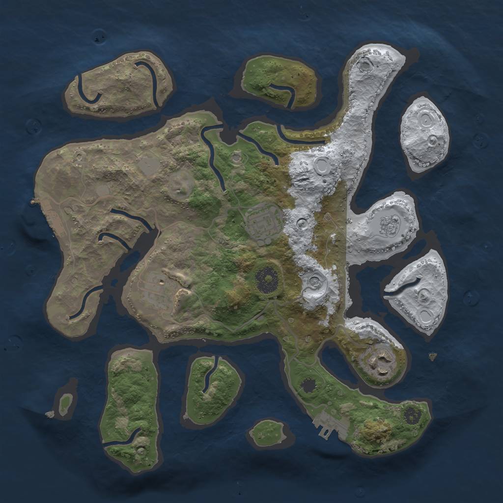 Rust Map: Procedural Map, Size: 3000, Seed: 984764, 12 Monuments