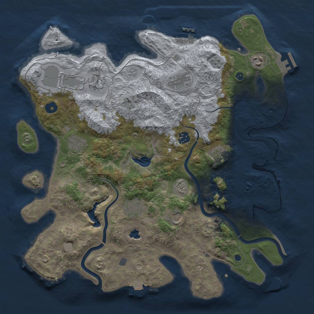 Rust Map: Procedural Map, Size: 4000, Seed: 41, 16 Monuments