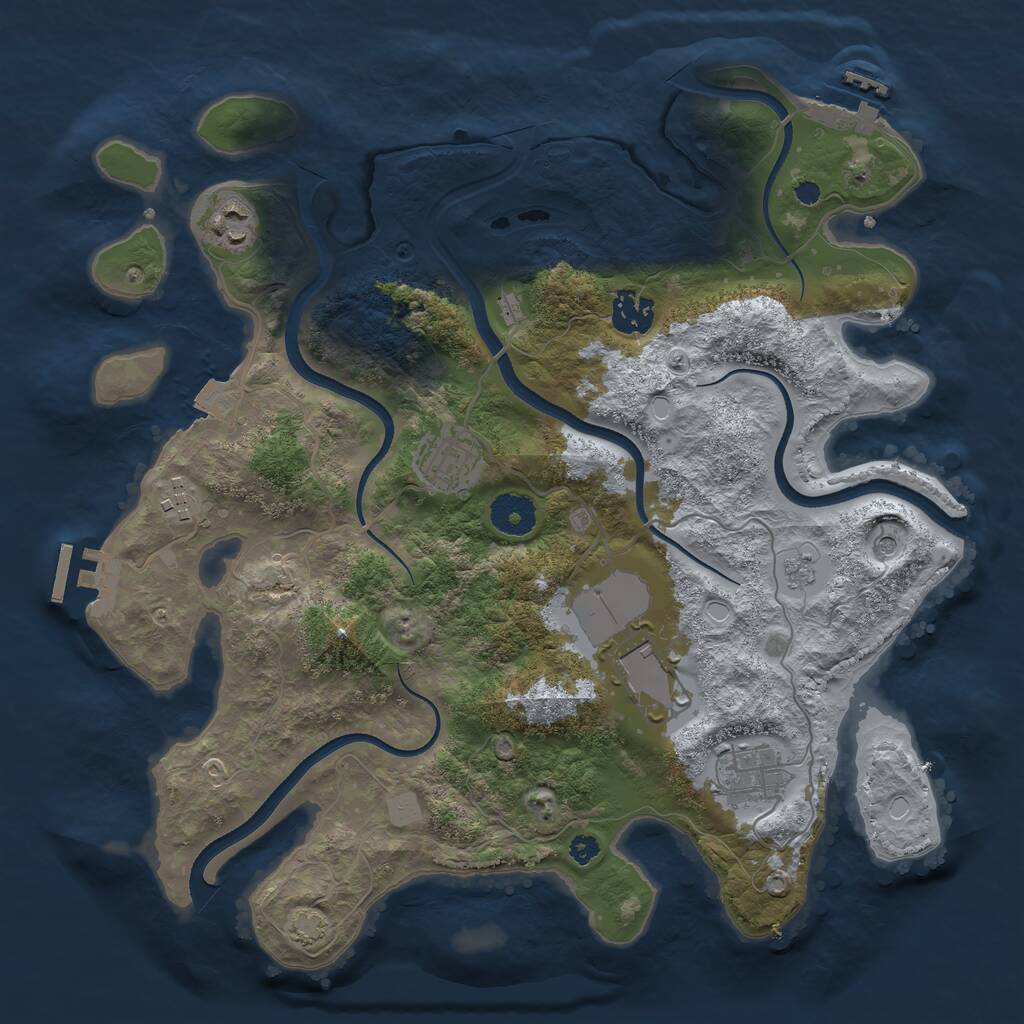 Rust Map: Procedural Map, Size: 3500, Seed: 414902, 12 Monuments