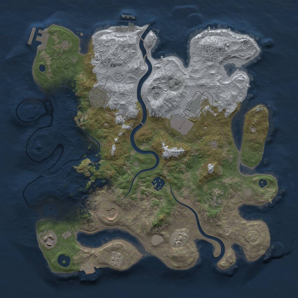 Rust Map: Procedural Map, Size: 3500, Seed: 194931, 13 Monuments