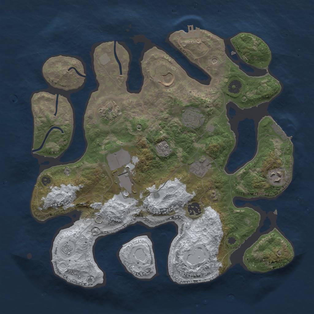 Rust Map: Procedural Map, Size: 3500, Seed: 271828, 17 Monuments