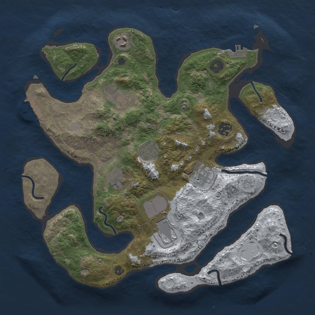 Rust Map: Procedural Map, Size: 3500, Seed: 6581, 15 Monuments