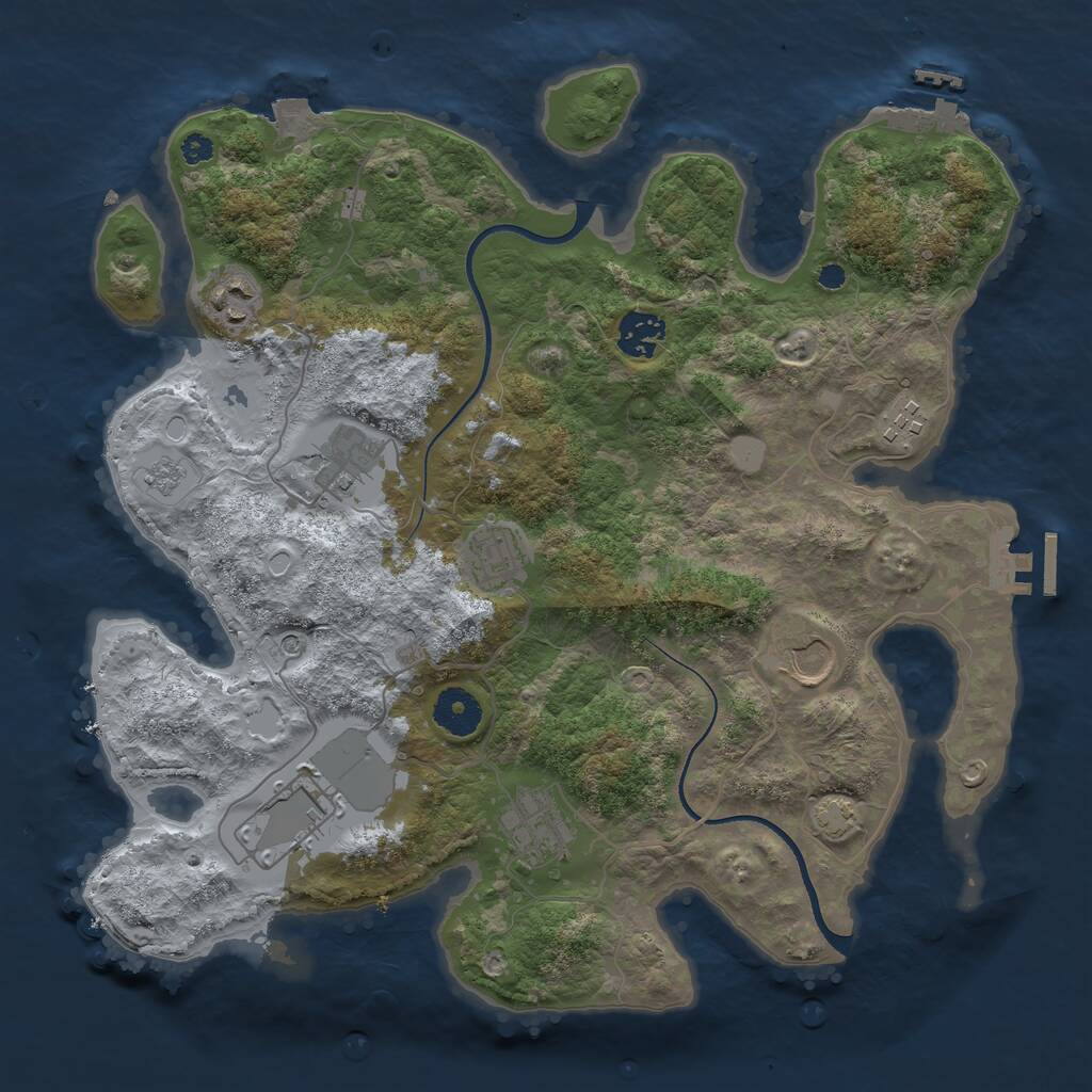 Rust Map: Procedural Map, Size: 3500, Seed: 484196753, 14 Monuments