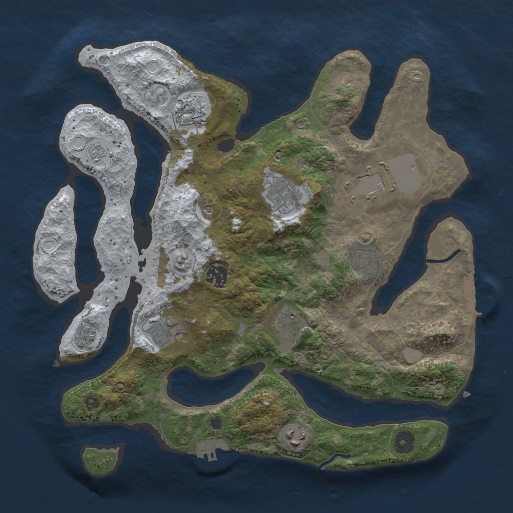 Rust Map: Procedural Map, Size: 3500, Seed: 57259328, 18 Monuments
