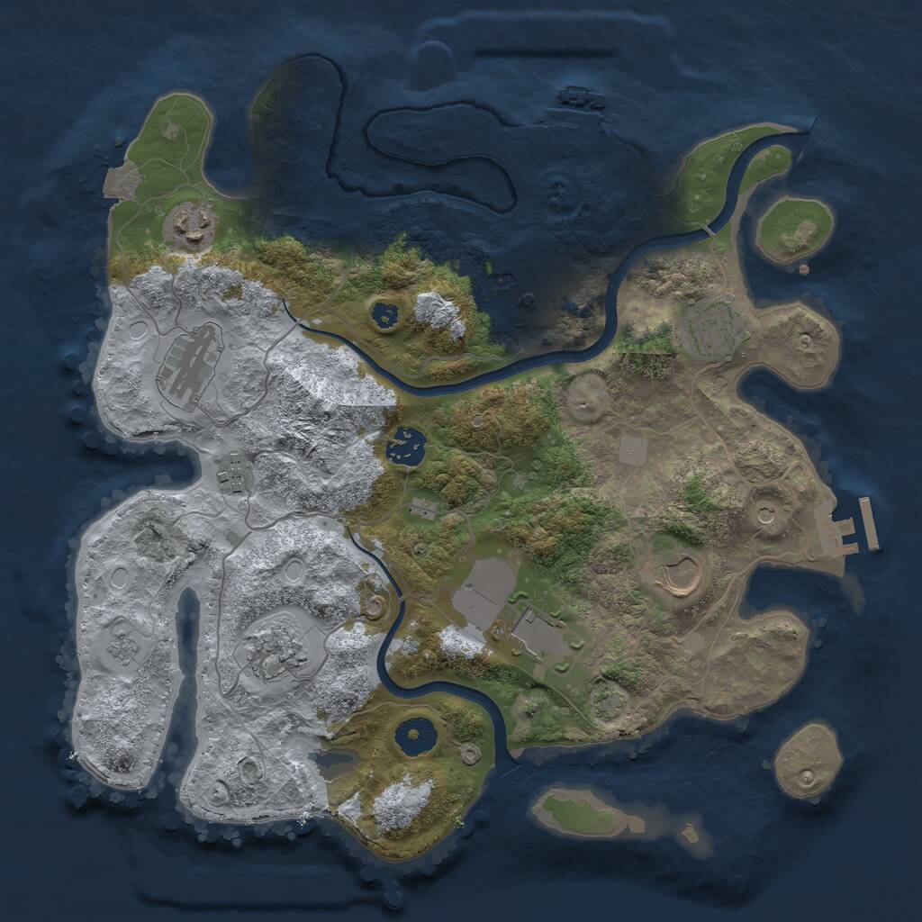 Rust Map: Procedural Map, Size: 3500, Seed: 1389984168, 15 Monuments