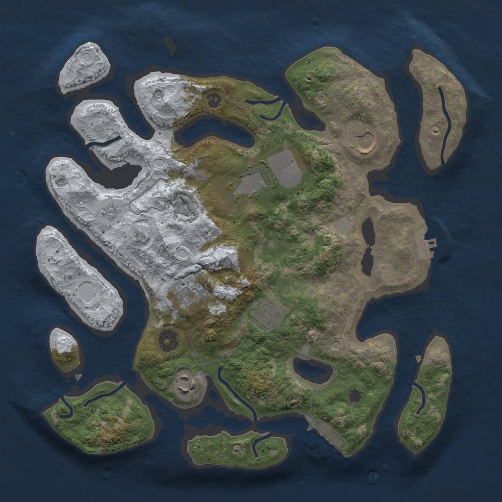 Rust Map: Procedural Map, Size: 3500, Seed: 953414639, 14 Monuments