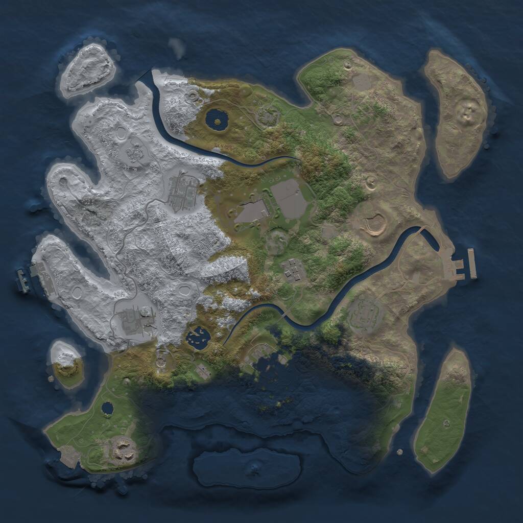 Rust Map: Procedural Map, Size: 3500, Seed: 953414639, 15 Monuments