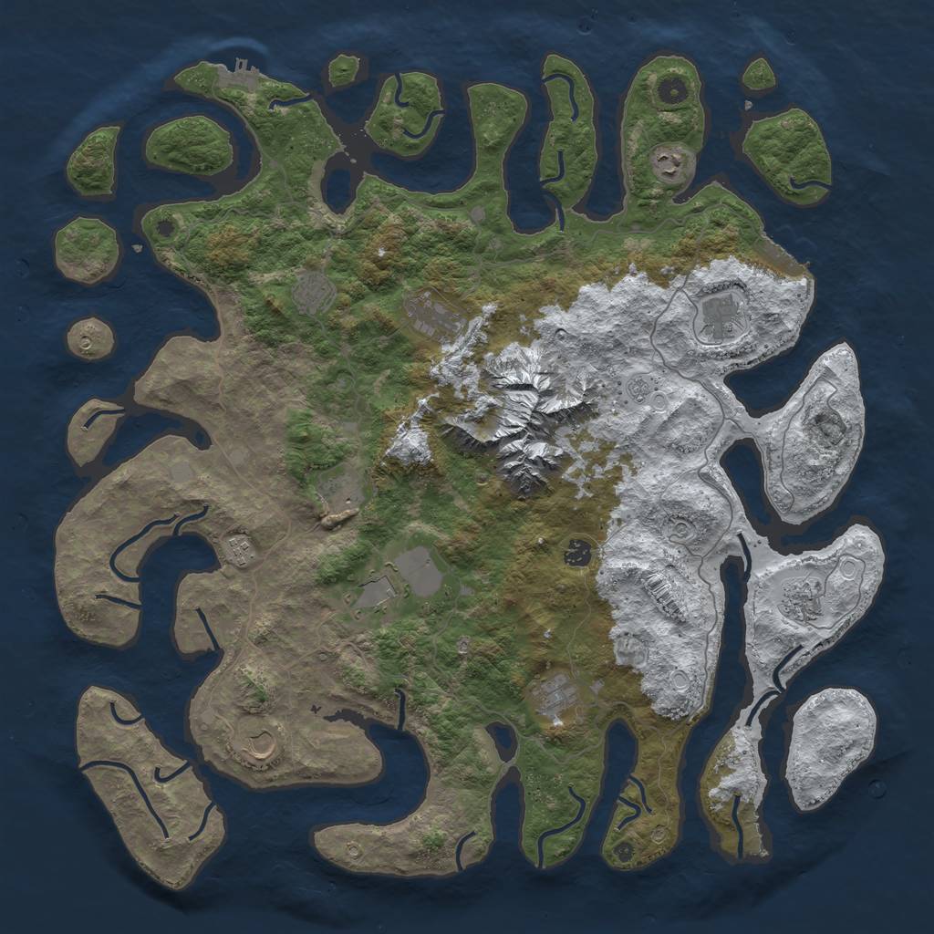 Rust Map: Procedural Map, Size: 5000, Seed: 2408, 20 Monuments