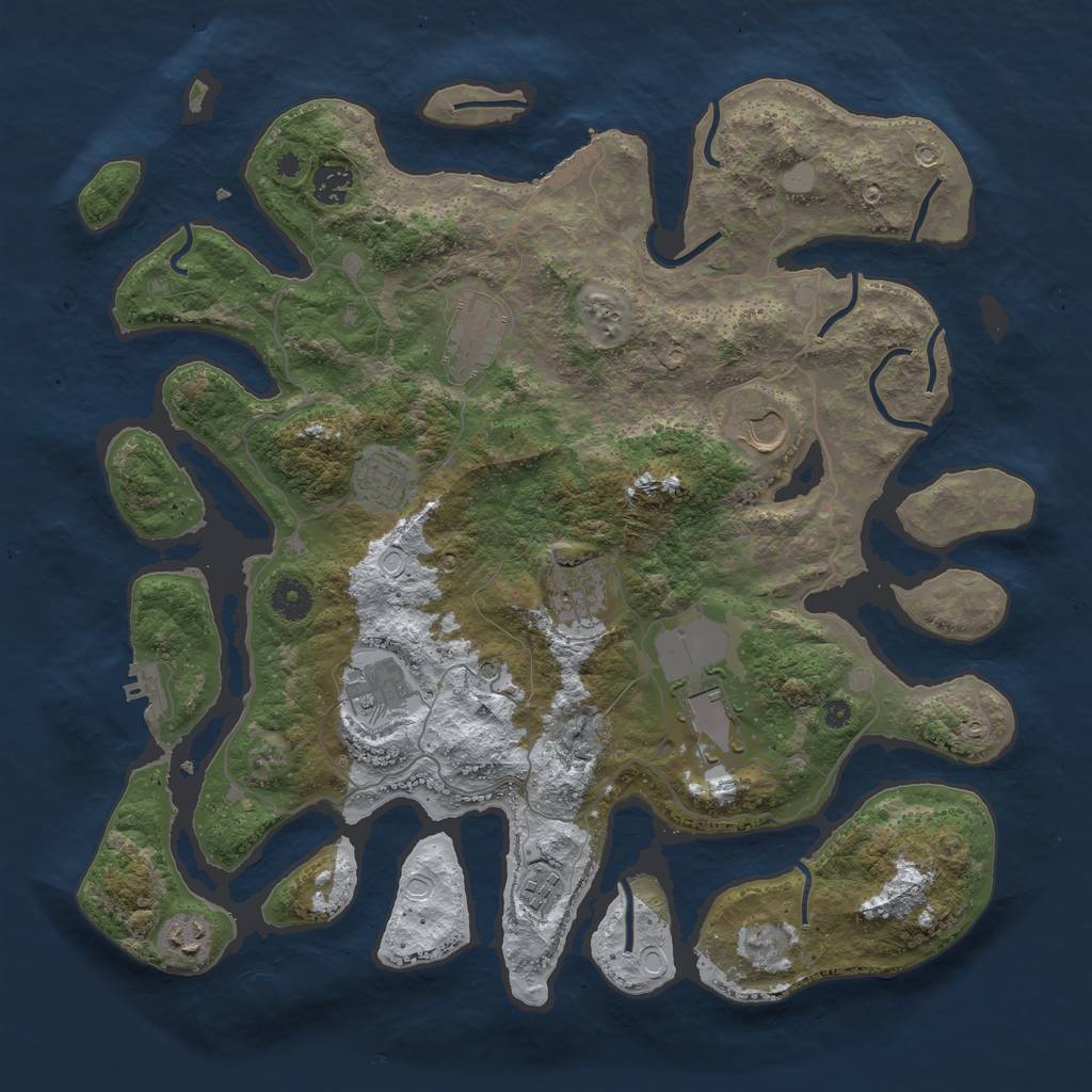 Rust Map: Procedural Map, Size: 4000, Seed: 68734, 17 Monuments