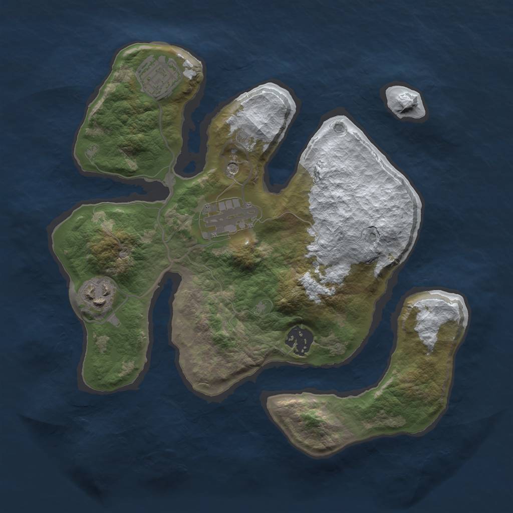 Rust Map: Barren, Size: 2800, Seed: 35, 7 Monuments
