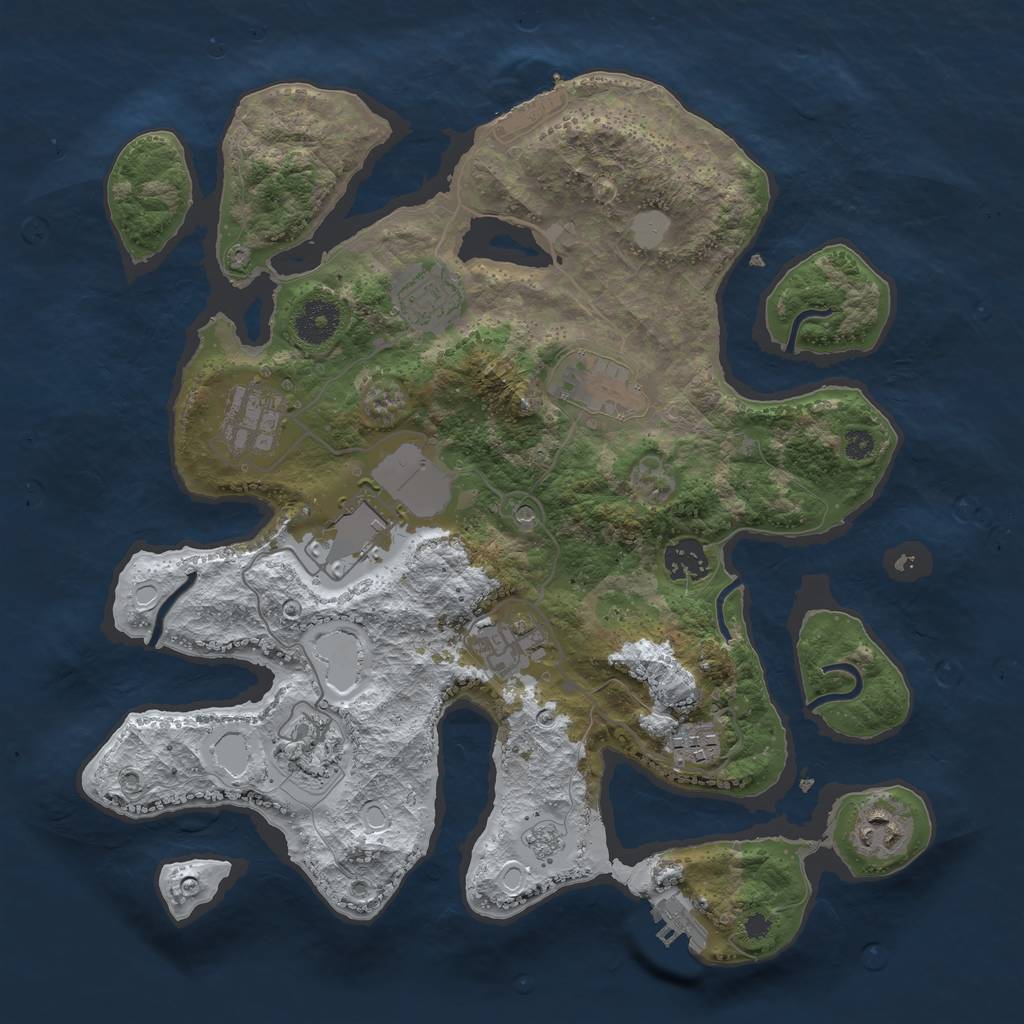 Rust Map: Procedural Map, Size: 3500, Seed: 1724505261, 18 Monuments