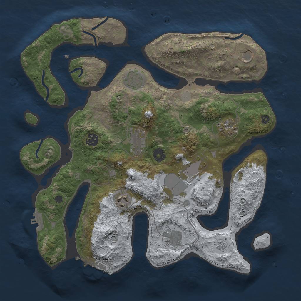 Rust Map: Procedural Map, Size: 3500, Seed: 391256008, 17 Monuments