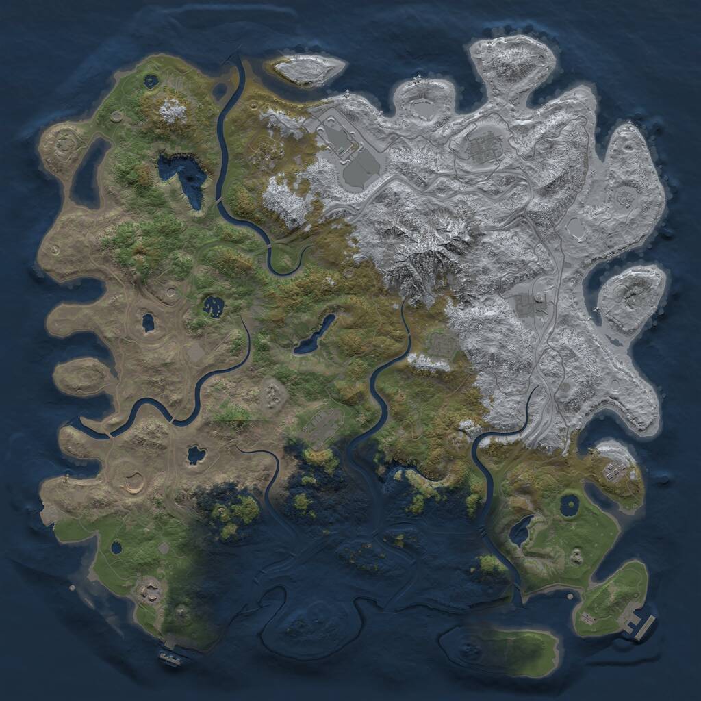 Rust Map: Procedural Map, Size: 5000, Seed: 174842, 16 Monuments