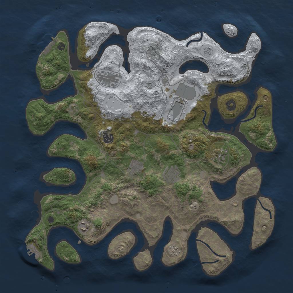 Rust Map: Procedural Map, Size: 4000, Seed: 1389776727, 17 Monuments