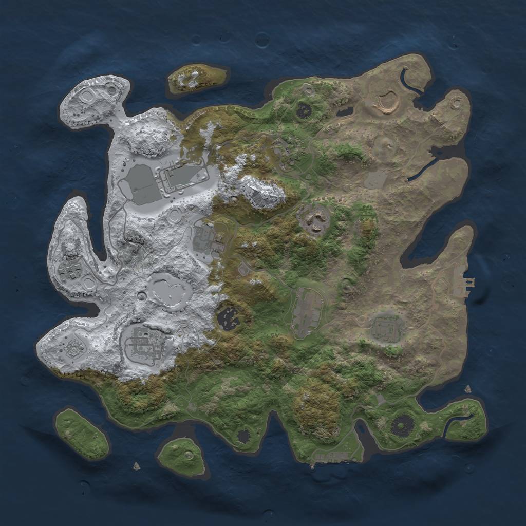 Rust Map: Procedural Map, Size: 3500, Seed: 703561, 18 Monuments