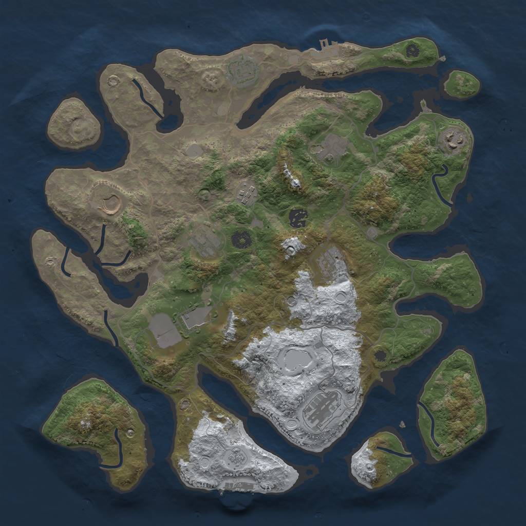 Rust Map: Procedural Map, Size: 4000, Seed: 684777377, 19 Monuments