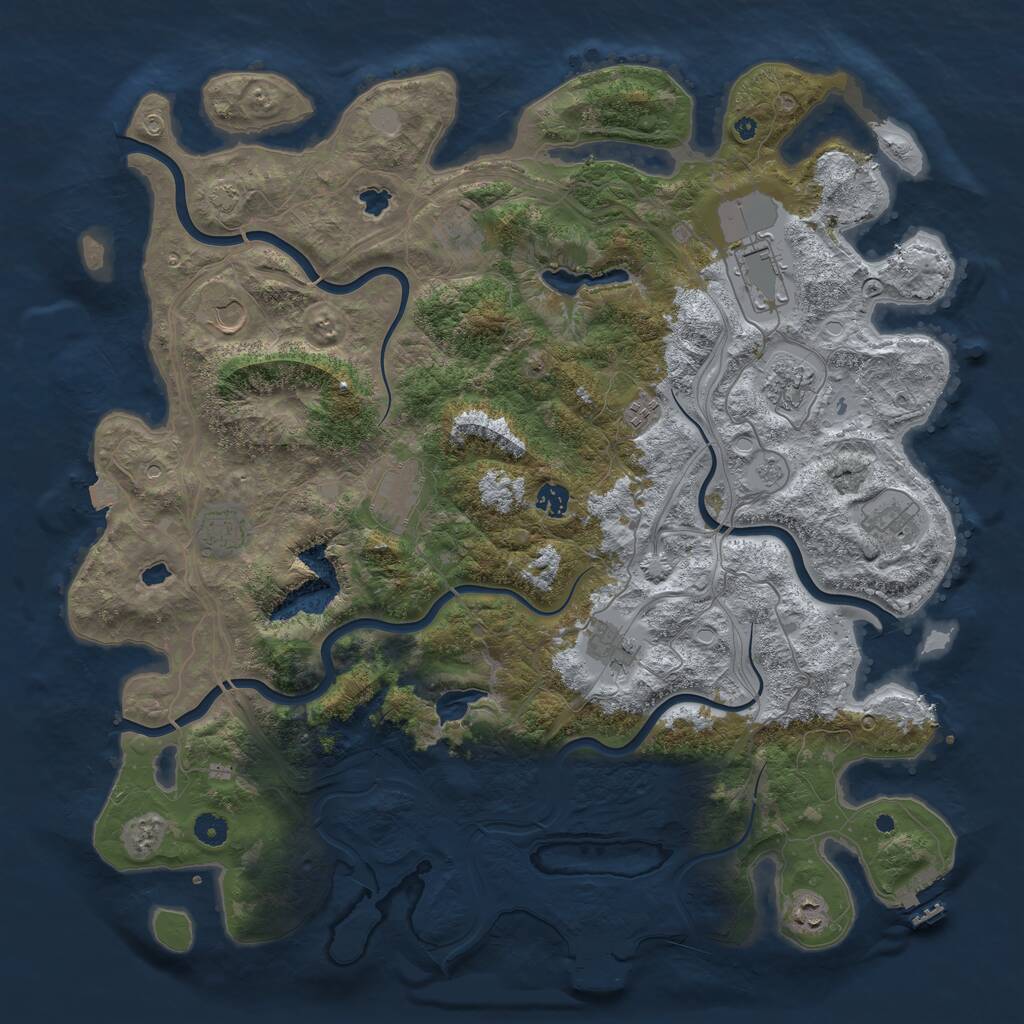 Rust Map: Procedural Map, Size: 4625, Seed: 34289123, 17 Monuments