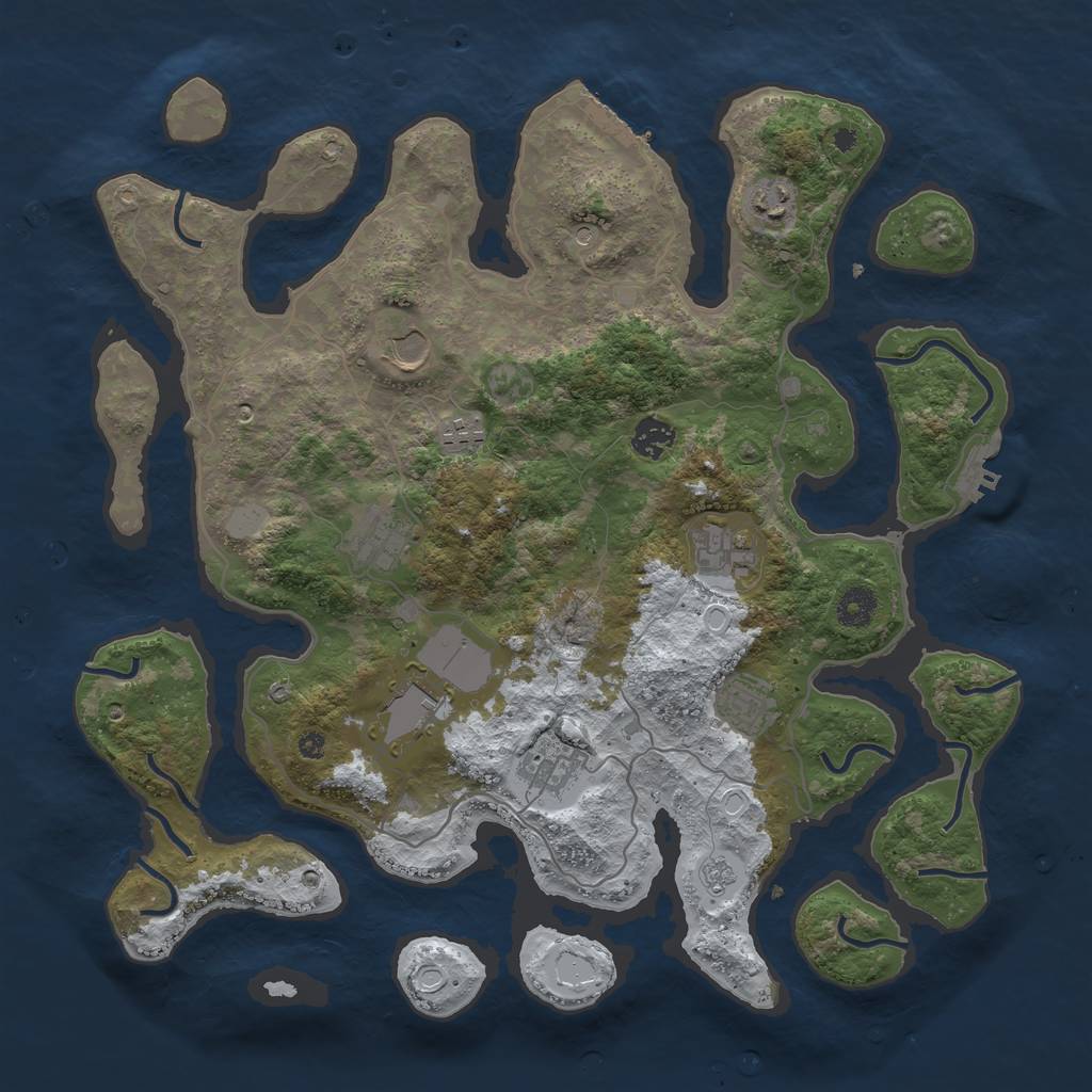Rust Map: Procedural Map, Size: 4000, Seed: 447306721, 18 Monuments