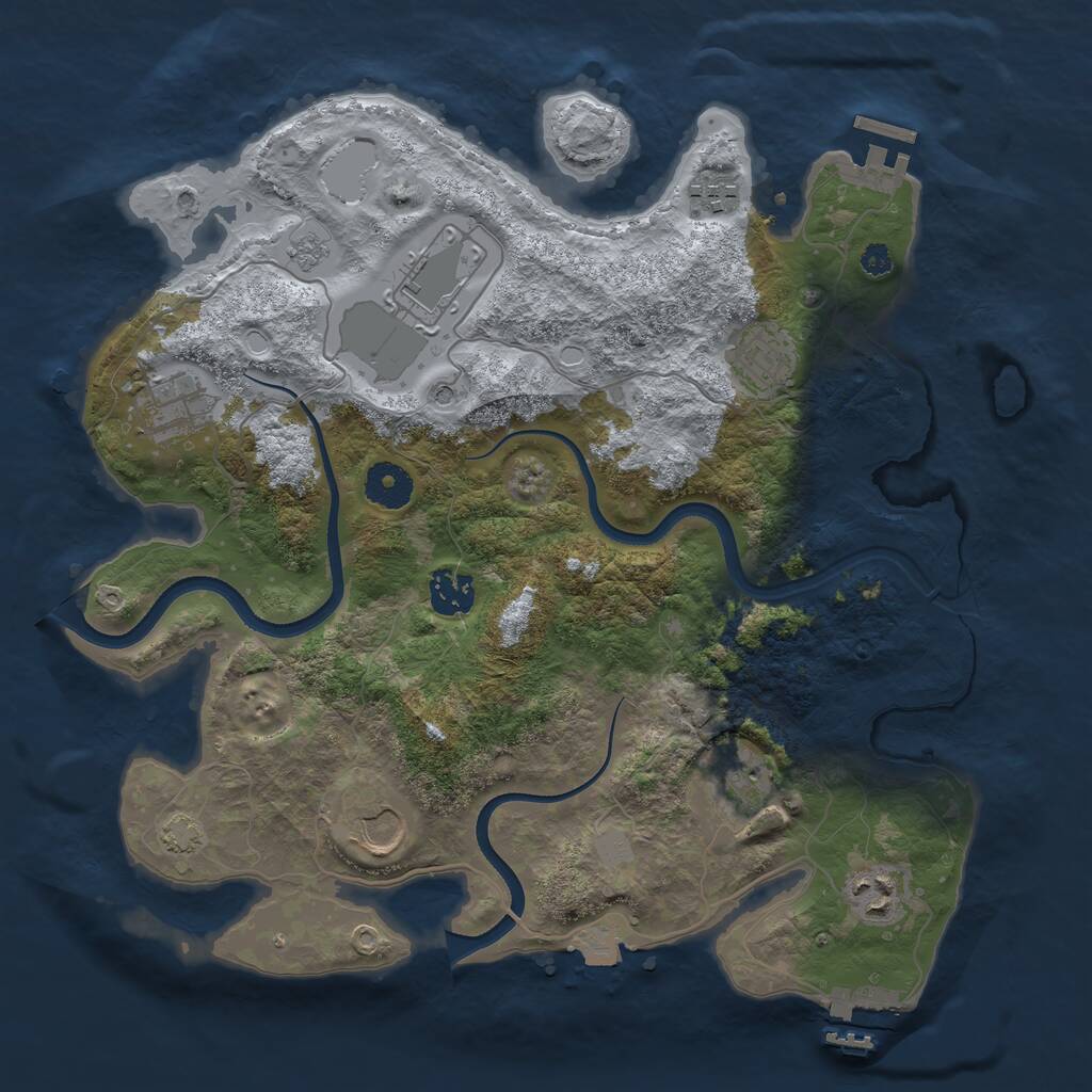 Rust Map: Procedural Map, Size: 3500, Seed: 371731640, 14 Monuments