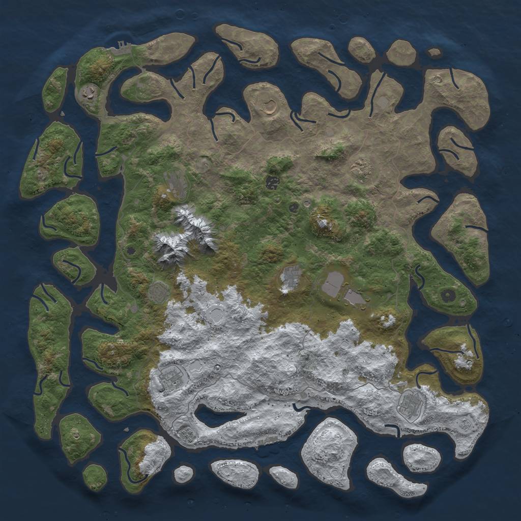 Rust Map: Procedural Map, Size: 5500, Seed: 5425425, 20 Monuments