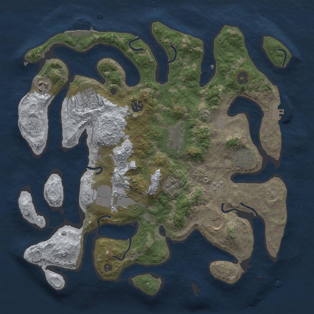 Rust Map: Procedural Map, Size: 3800, Seed: 40915675, 17 Monuments