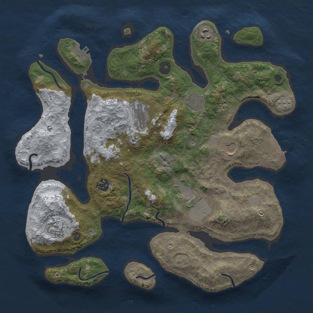 Rust Map: Procedural Map, Size: 3700, Seed: 2852, 17 Monuments