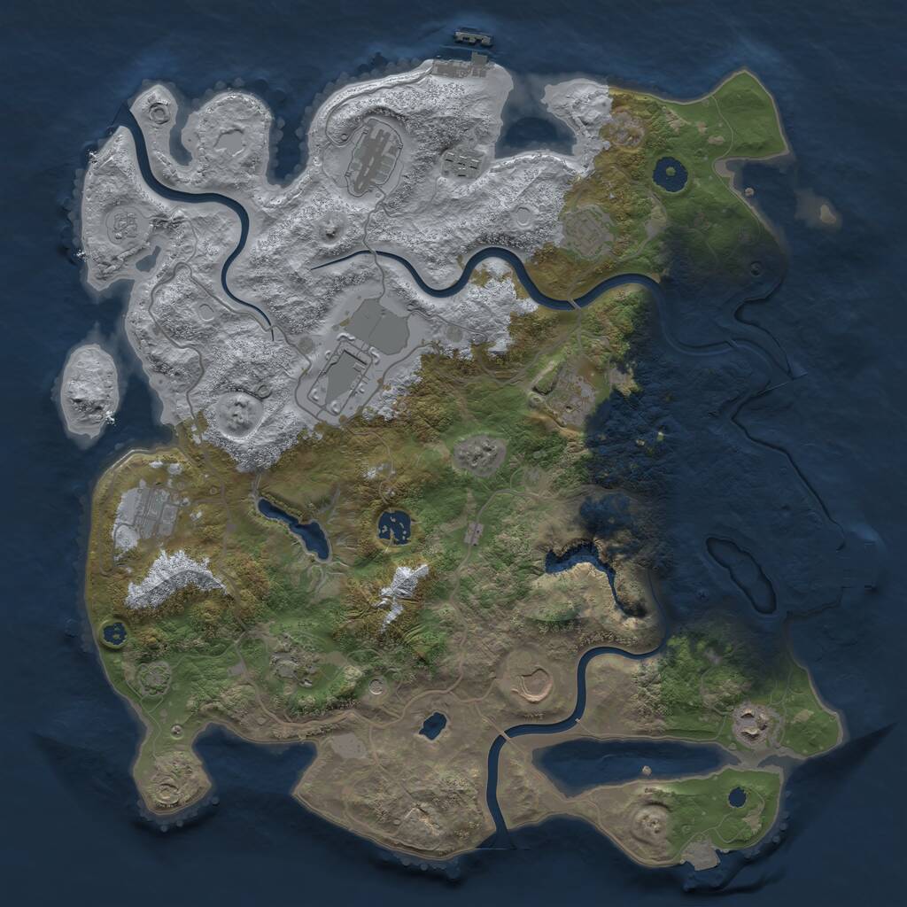 Rust Map: Procedural Map, Size: 4000, Seed: 741612, 16 Monuments