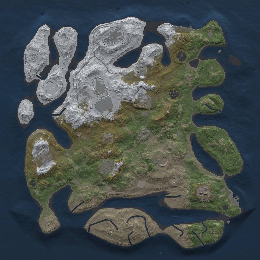 Rust Map: Procedural Map, Size: 4000, Seed: 741612, 18 Monuments