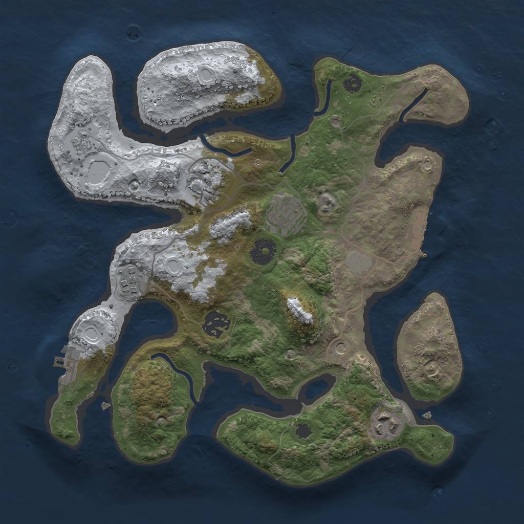 Rust Map: Procedural Map, Size: 3000, Seed: 129100, 14 Monuments