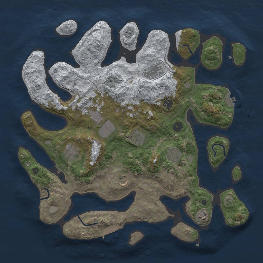 Rust Map: Procedural Map, Size: 4000, Seed: 298908, 17 Monuments