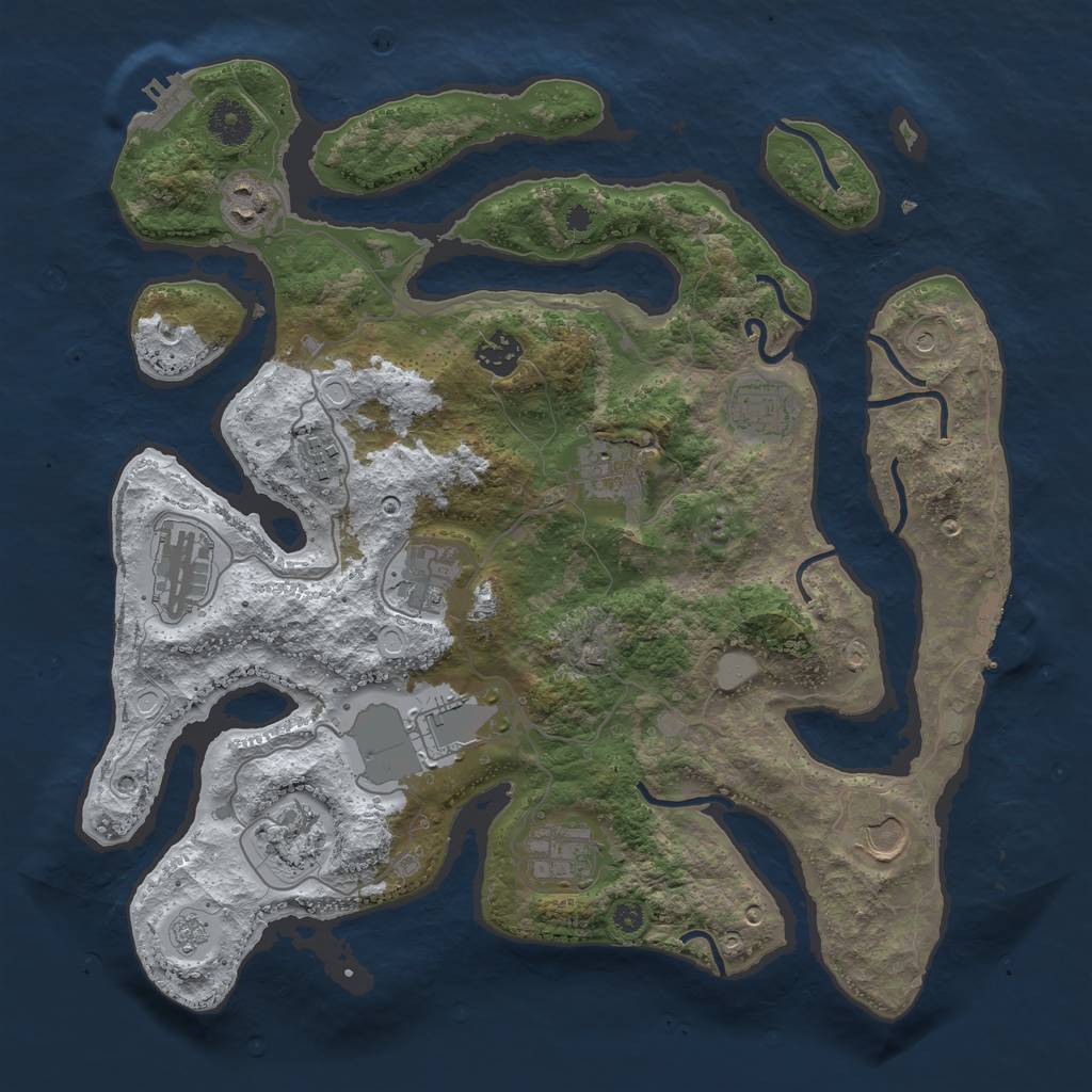 Rust Map: Procedural Map, Size: 3700, Seed: 3186877, 20 Monuments