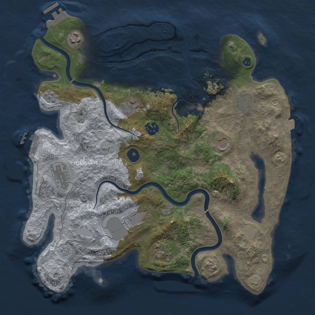 Rust Map: Procedural Map, Size: 3700, Seed: 3186877, 15 Monuments