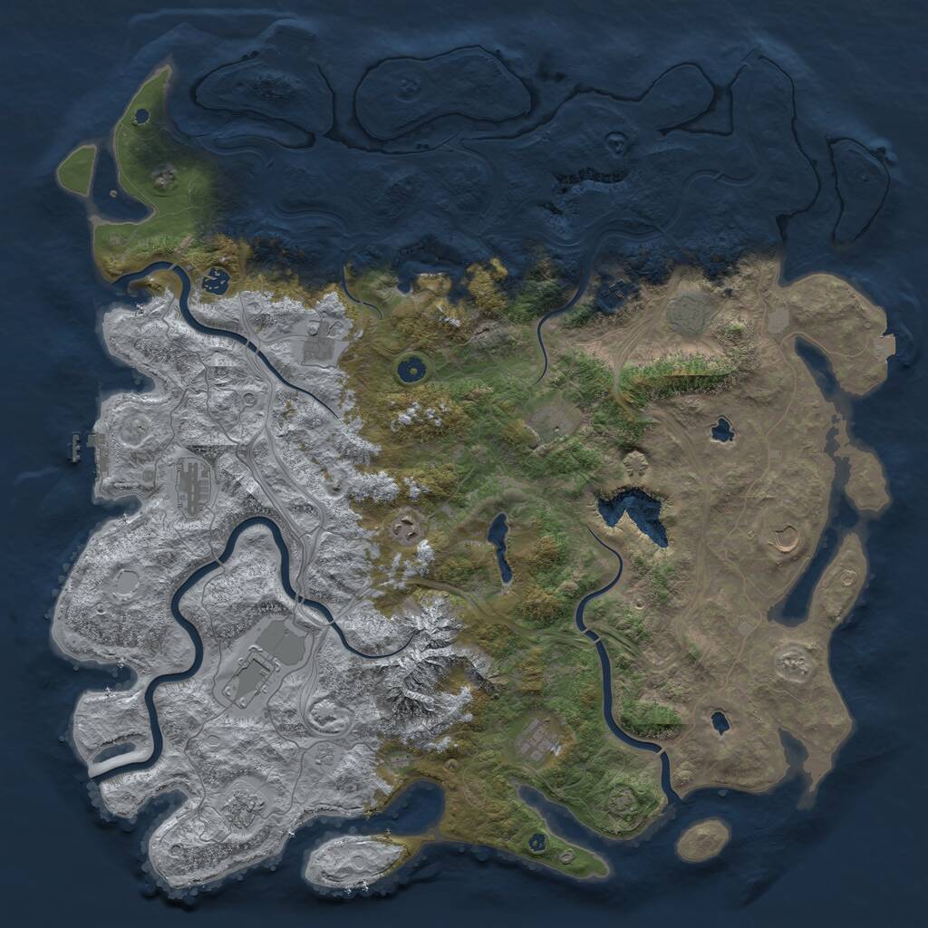 Rust Map: Procedural Map, Size: 5250, Seed: 198543, 17 Monuments