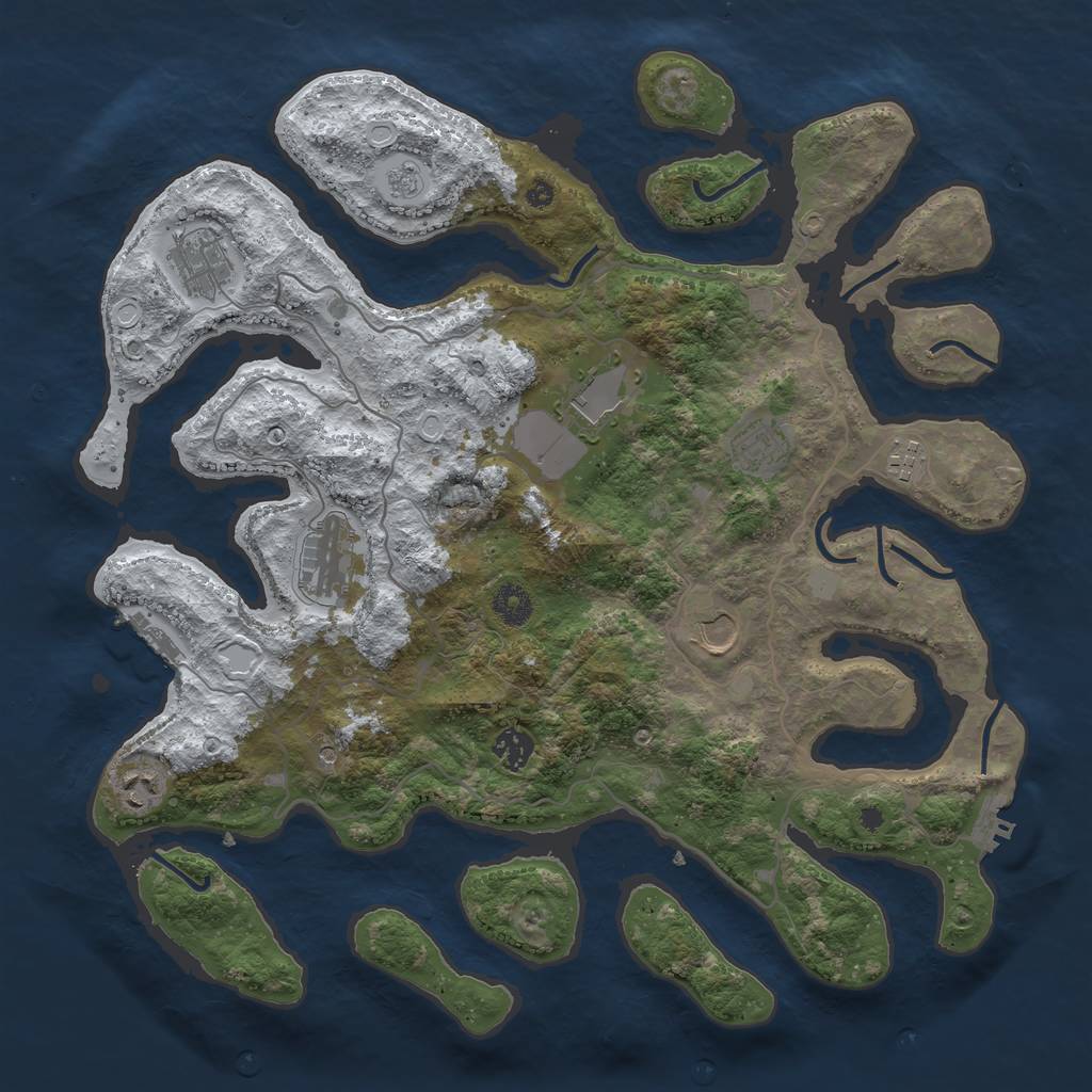 Rust Map: Procedural Map, Size: 4000, Seed: 305802, 17 Monuments