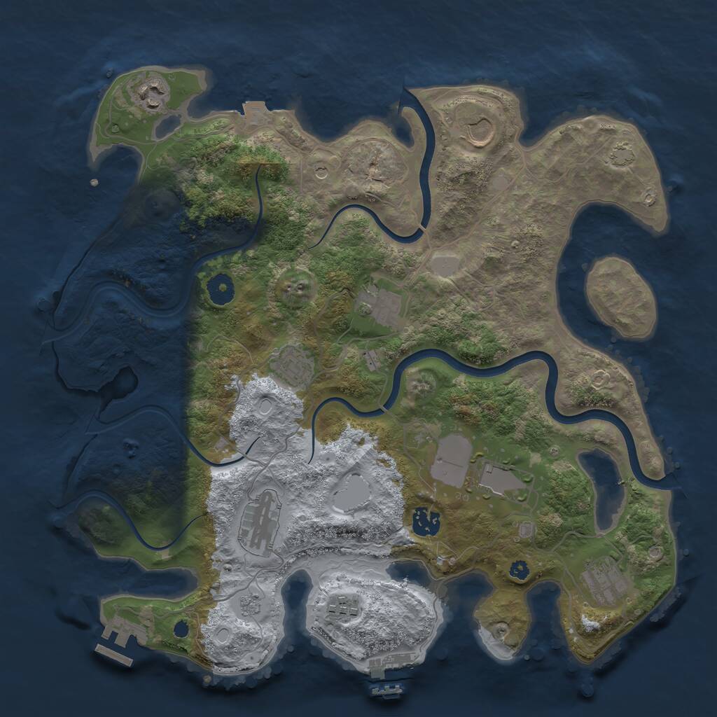 Rust Map: Procedural Map, Size: 3700, Seed: 7053, 15 Monuments