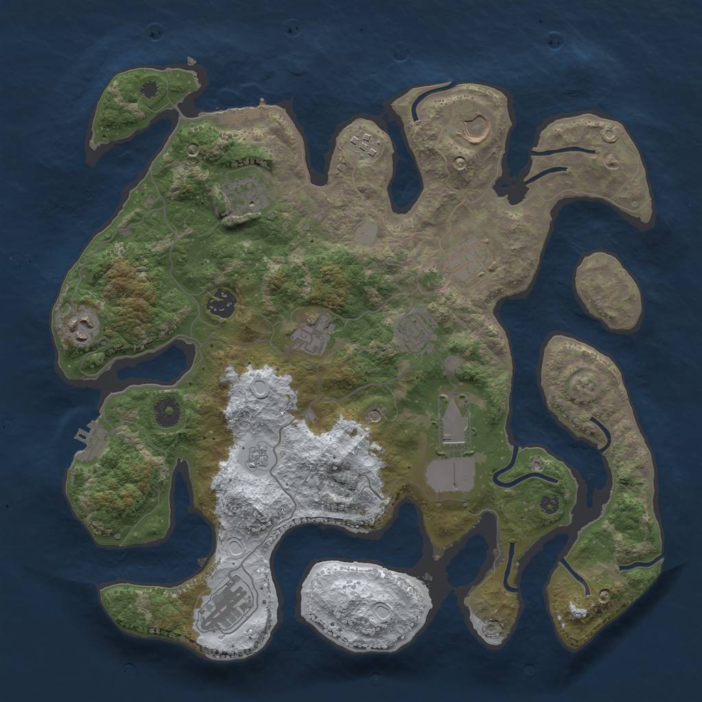 Rust Map: Procedural Map, Size: 3700, Seed: 7053, 19 Monuments