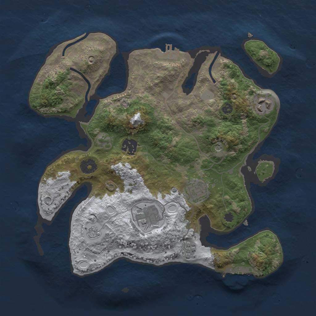 Rust Map: Procedural Map, Size: 3000, Seed: 1641803415, 14 Monuments