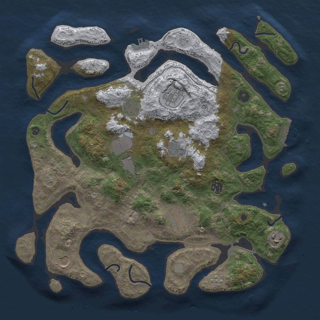 Rust Map: Procedural Map, Size: 4000, Seed: 65464, 18 Monuments